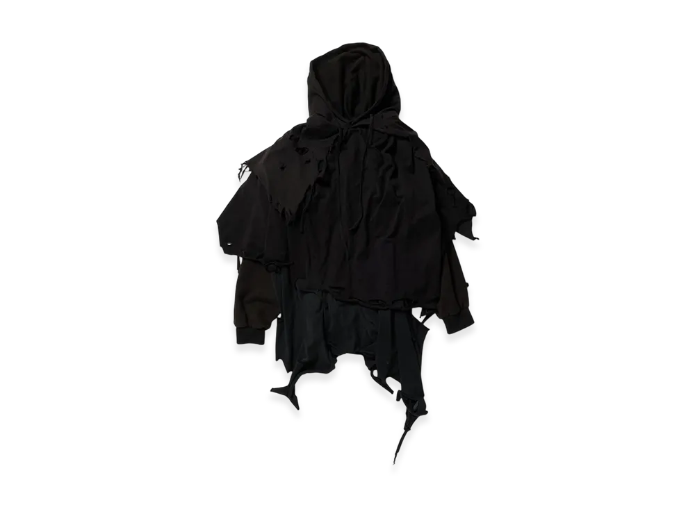 doublet Phantom Frayed Hoodie "Black"