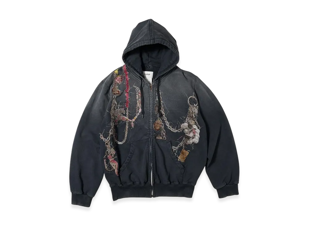 doublet Embroidered Chain Zip-Up Hoodie "Grey"