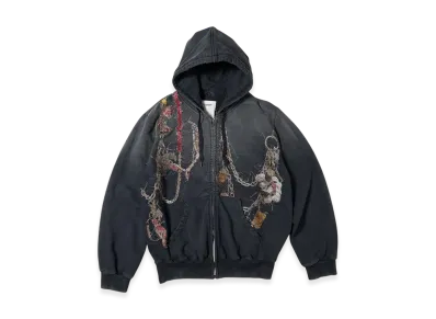 doublet Embroidered Chain Zip-Up Hoodie "Grey"