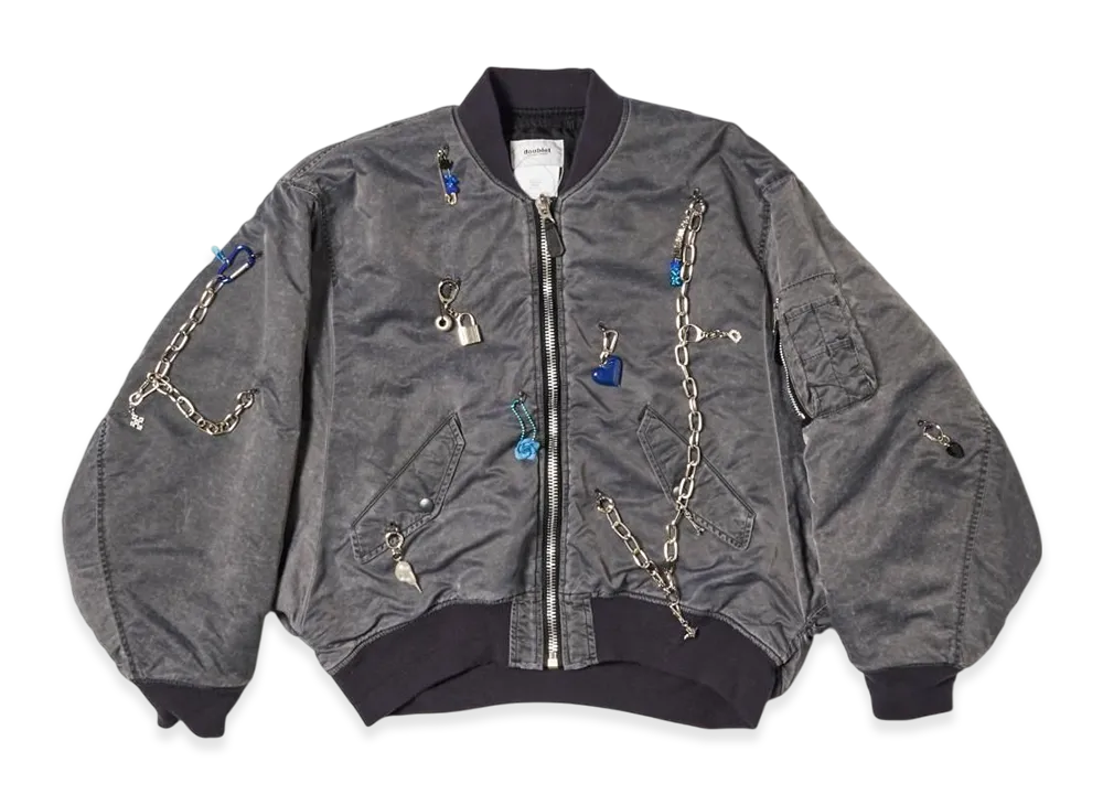 doublet Key Chain Decorated Bomber Jacket "Grey"