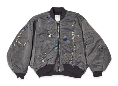 doublet Key Chain Decorated Bomber Jacket "Grey"
