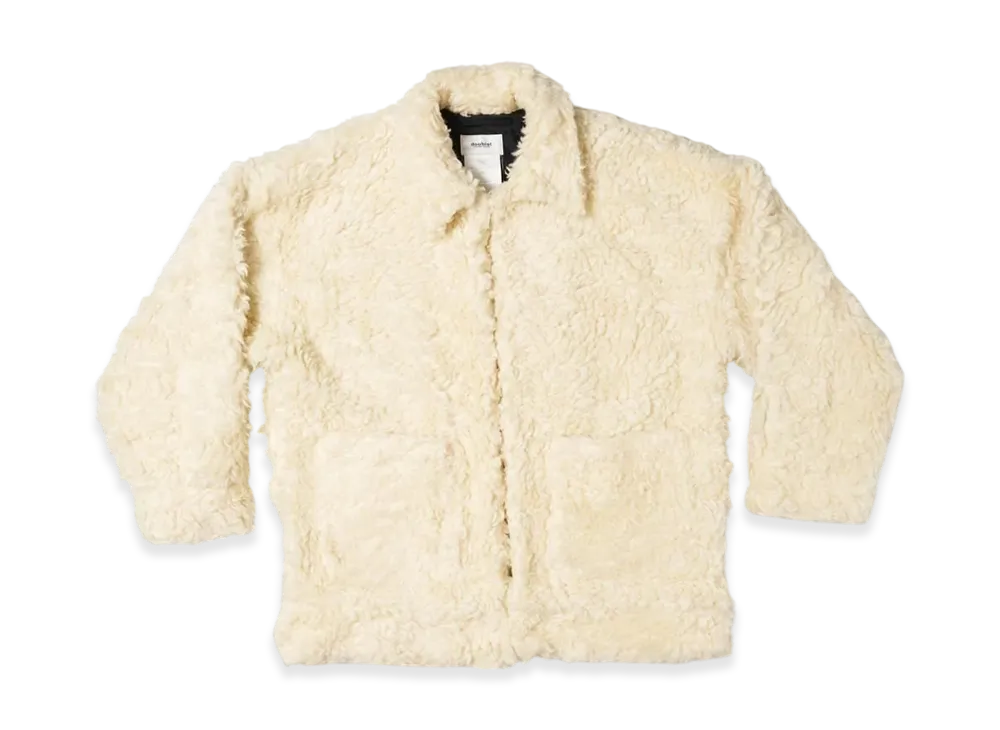 doublet Hand-Painted Hemp Faux Fur Jacket "Ivory"