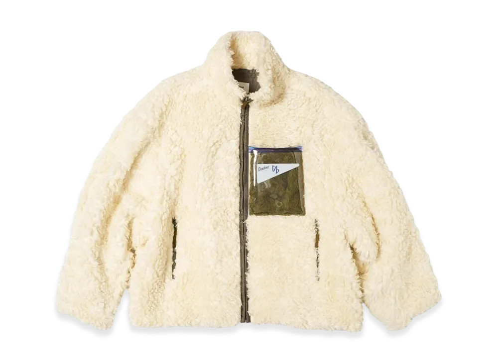 doublet Hemp Faux Fur Zip-Up Jacket "Ivory"