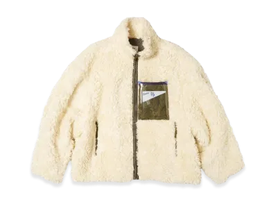 doublet Hemp Faux Fur Zip-Up Jacket "Ivory"