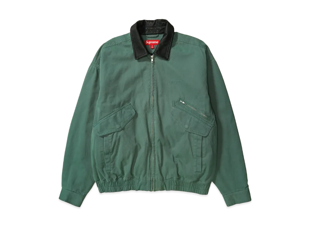 Supreme Leather Collar Utility Jacket "Green"