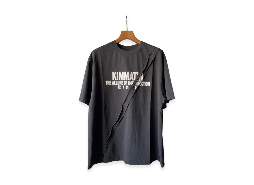 Matin Kim Deep Slit Point Oversize Logo Top "Black"