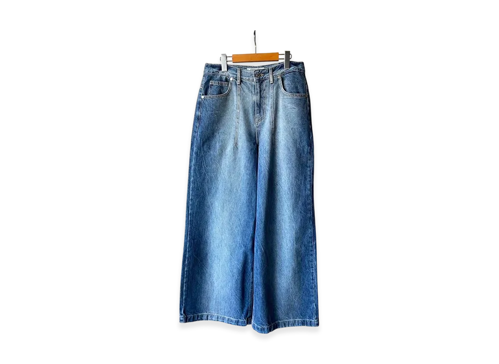 Matin Kim Pintuck Wide Denim Pants "Blue"