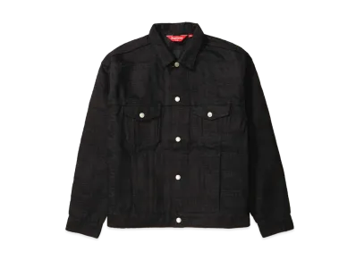 Supreme Jacquard Logos Denim Trucker Jacket "Black"