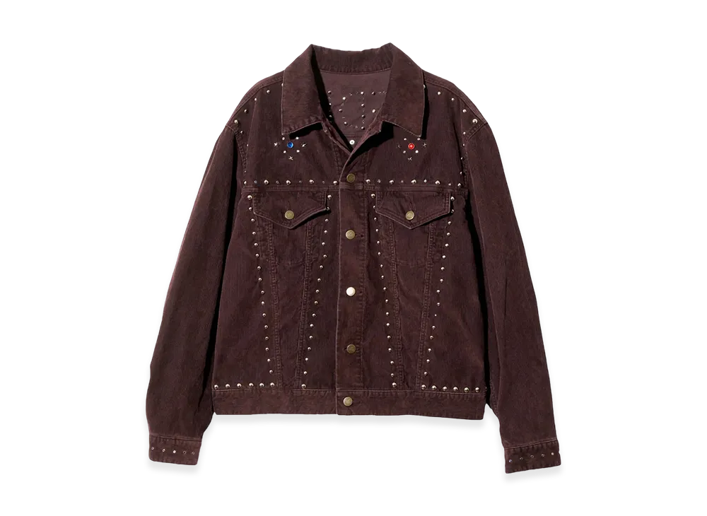 NEEDLES x STUDIOUS Studded Jean Jacket - 14W Corduroy "Purple"