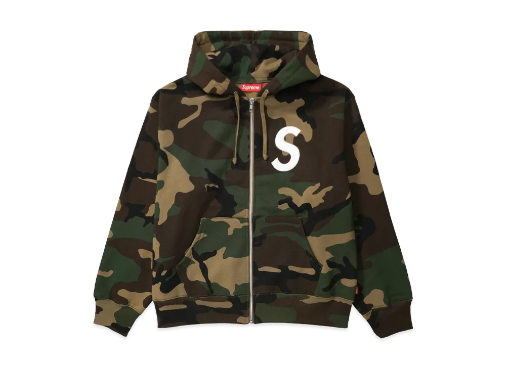 Supreme S Logo Zip Up Hooded Sweatshirt (25FW) "Woodland Camo"