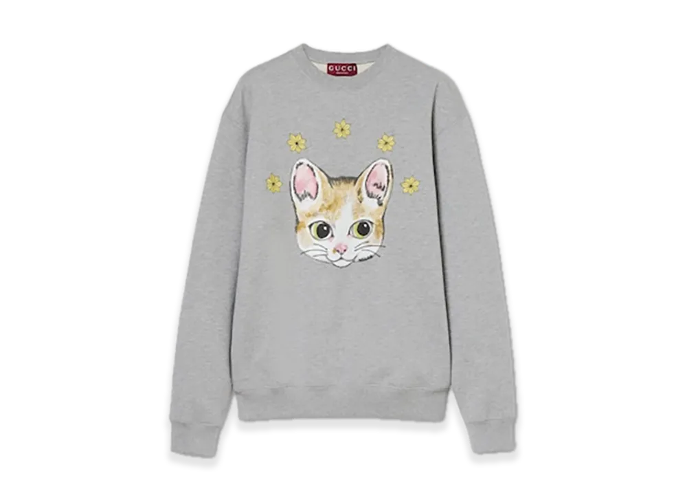 GUCCI x Higuchi Yuko Cotton Jersey Sweatshirt Japan Exclusive "Grey Melange"