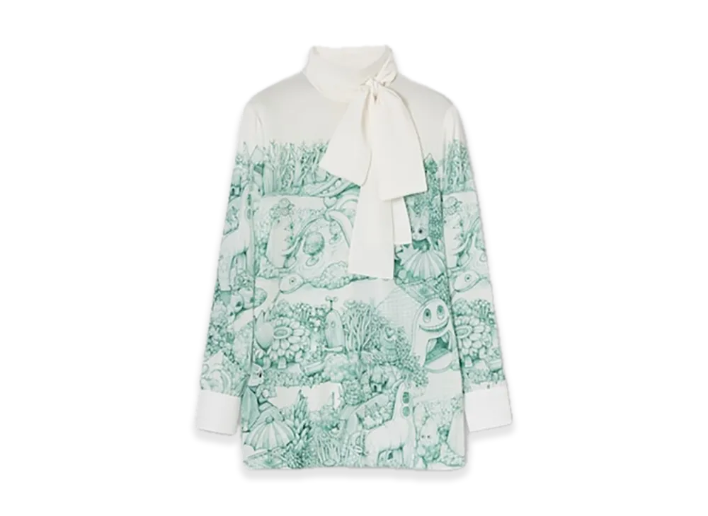 GUCCI x Higuchi Yuko Print Silk Shirt Japan Exclusive "White/Green"