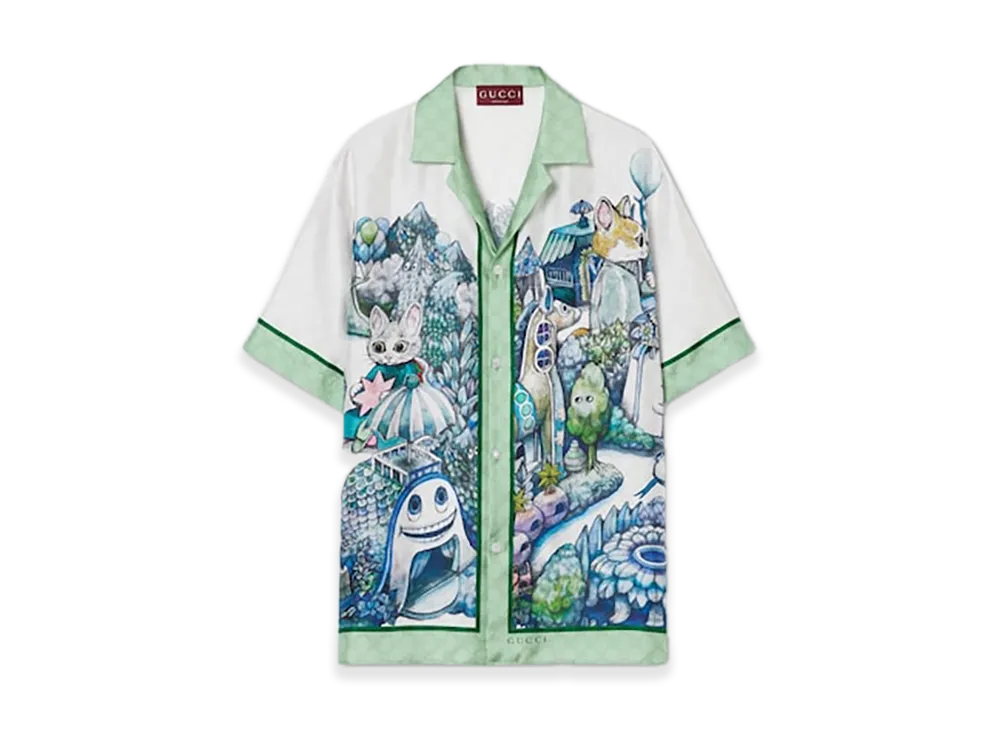 GUCCI x Higuchi Yuko Silk Twill Bowling Shirt Japan Exclusive "Light Green"