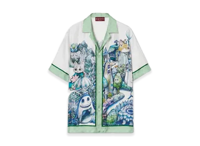 GUCCI x Higuchi Yuko Silk Twill Bowling Shirt Japan Exclusive "Light Green"