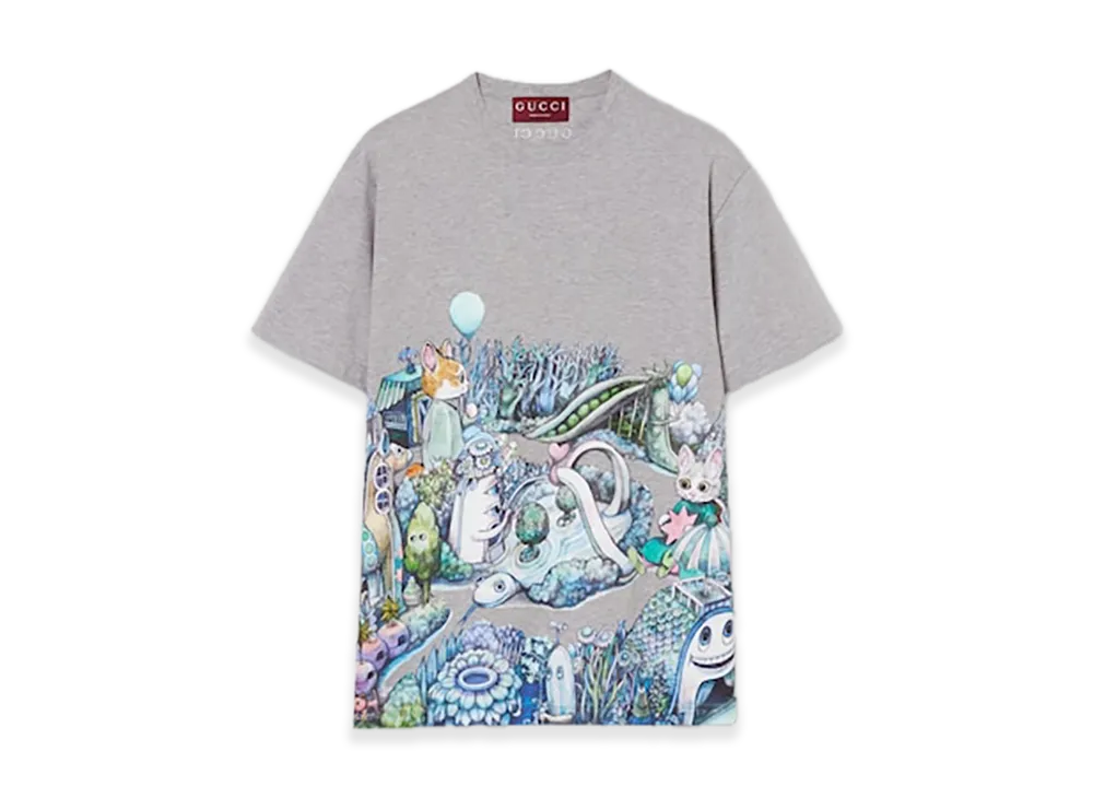 GUCCI x Higuchi Yuko Cotton Jersey T-shirt Japan Exclusive "Grey Melange"