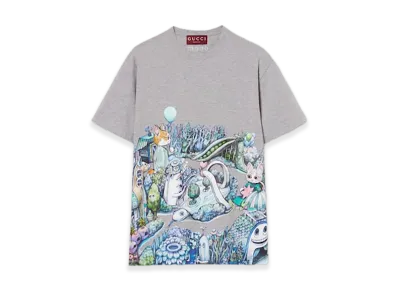 GUCCI x Higuchi Yuko Cotton Jersey T-shirt Japan Exclusive "Grey Melange"