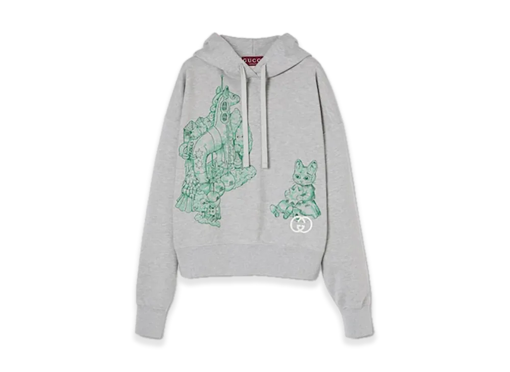 GUCCI x Higuchi Yuko Cotton Jersey Sweatshirt Japan Exclusive "Grey Melange"