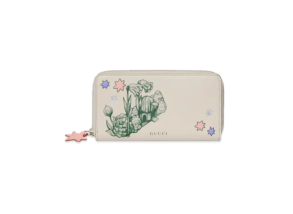 GUCCI x Higuchi Yuko Bicolor Zip Around WalletJapan Exclusive "Light Grey/Green"