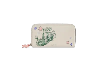 GUCCI x Higuchi Yuko Bicolor Zip Around WalletJapan Exclusive "Light Grey/Green"