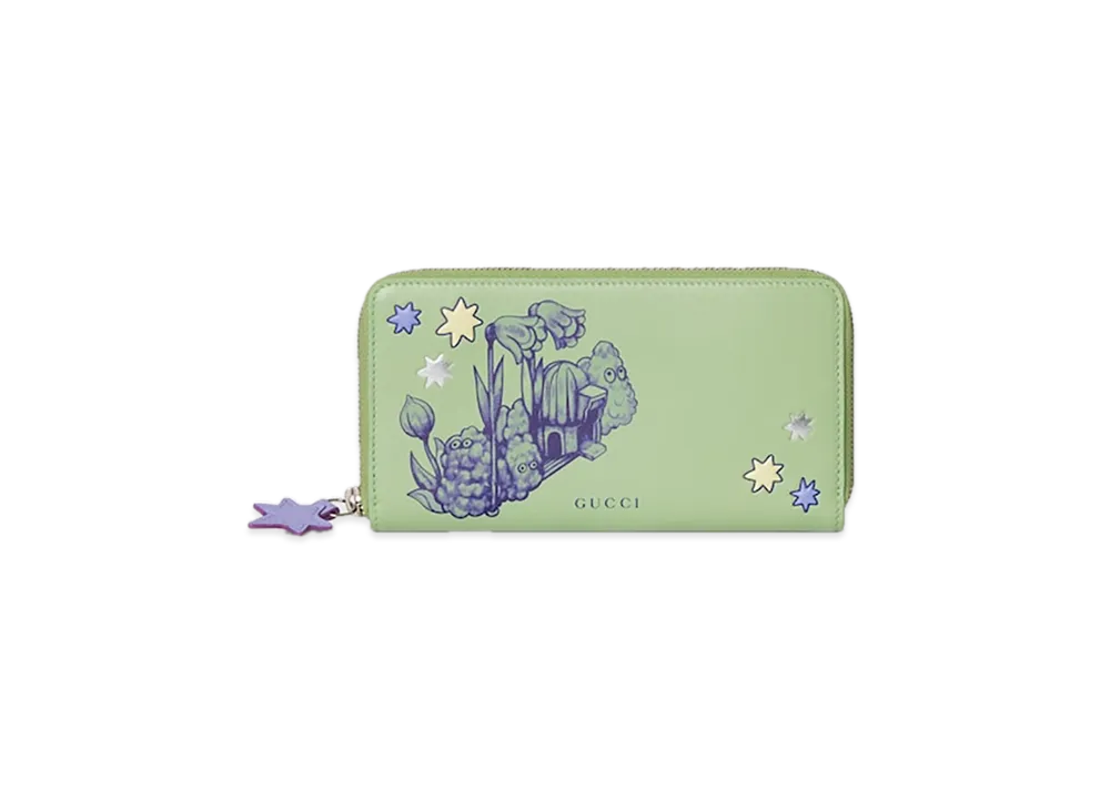 GUCCI x Higuchi Yuko Bicolor Zip Around Wallet Japan Exclusive "Light Green/Purple"