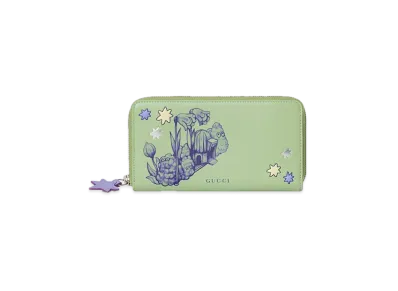 GUCCI x Higuchi Yuko Bicolor Zip Around Wallet Japan Exclusive "Light Green/Purple"