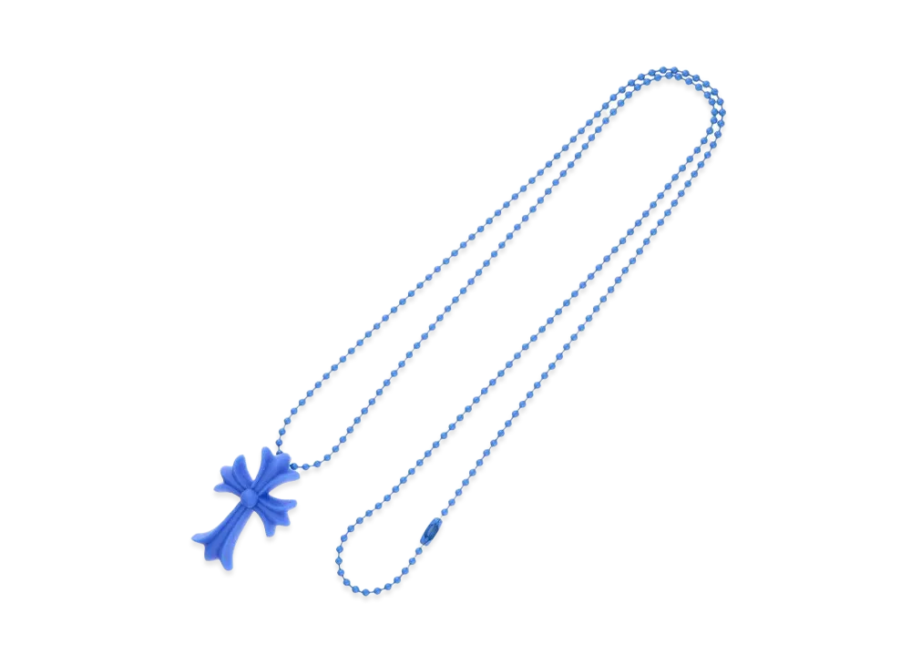 Chrome Hearts Rubber Small CH Cross Silicon Necklace "Blue"