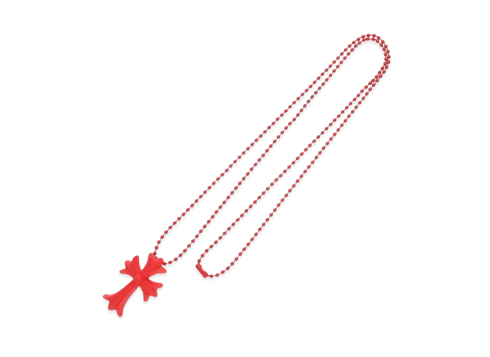 Chrome Hearts Reverse Small CH Cross Silicon Necklace "Red"