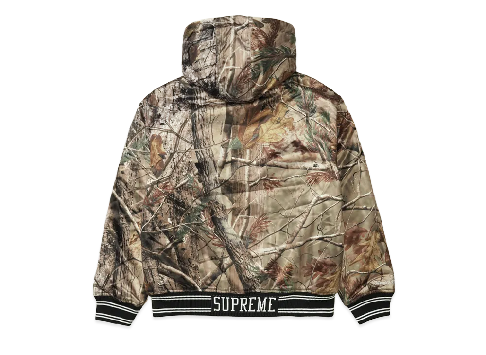 Supreme x Mitchell & Ness Lined Hooded Satin Varsity Jacket