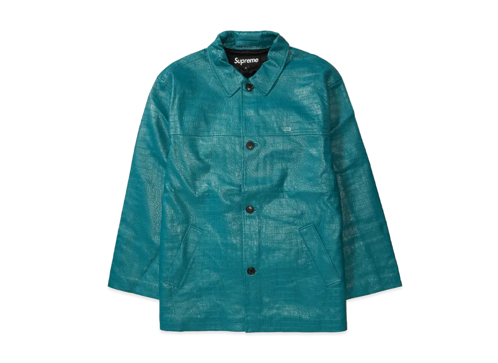 Supreme Faux Croc Car Coat "Teal"