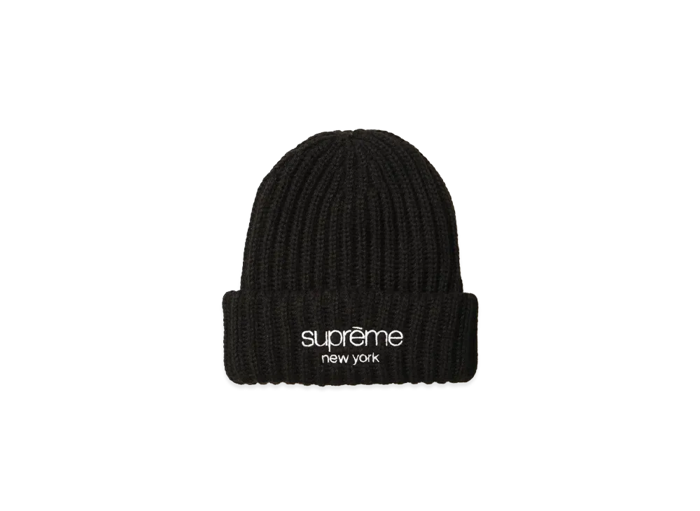 シュプリーム チャンキー リブ クラシック ロゴ ビーニー "ブラック"