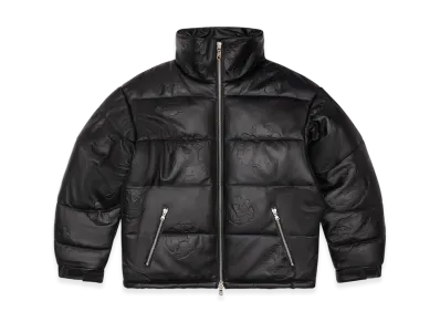 DENIM TEARS Embossed Leather Wreath Puffer "Black"