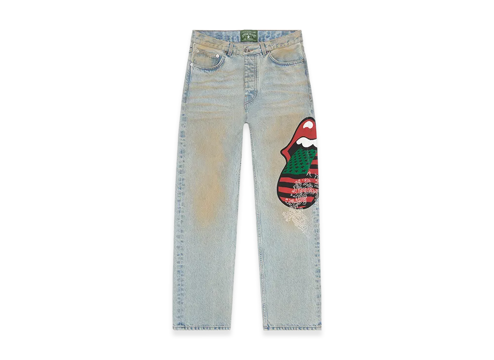 DENIM TEARS Rolling Stones AOP Denim Pant "Light Wash"