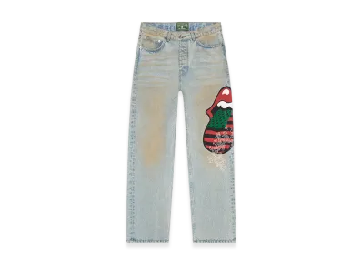DENIM TEARS Rolling Stones AOP Denim Pant "Light Wash"