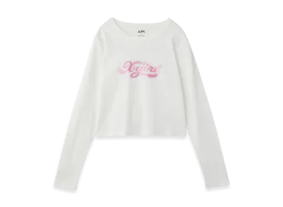 X-Girl Rhinestone And Glitter Logo L/S Baby Tee "White"