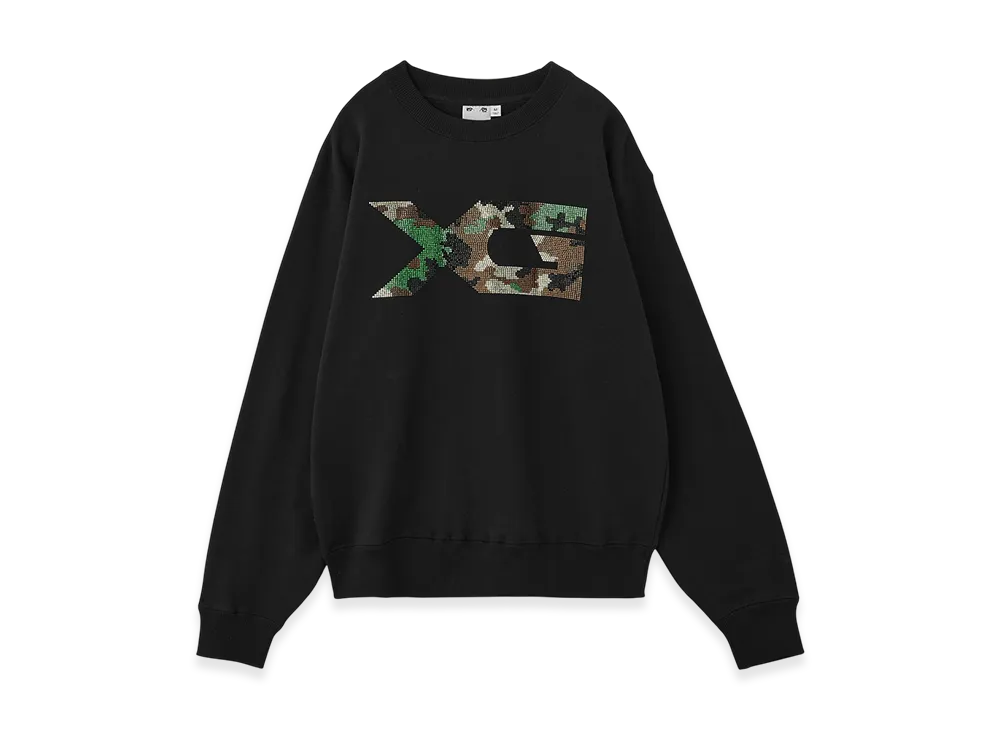 X-Girl Rhinestone Camo Logo Sweat Top "Black"