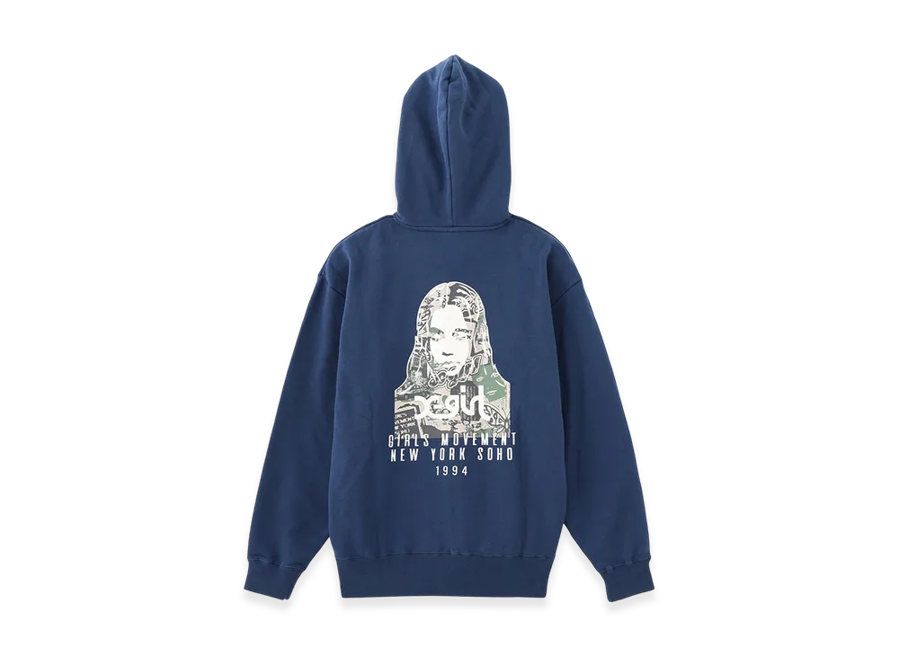 X-Girl Collage Camo Face Zip Up Sweat Hoodie "Navy"