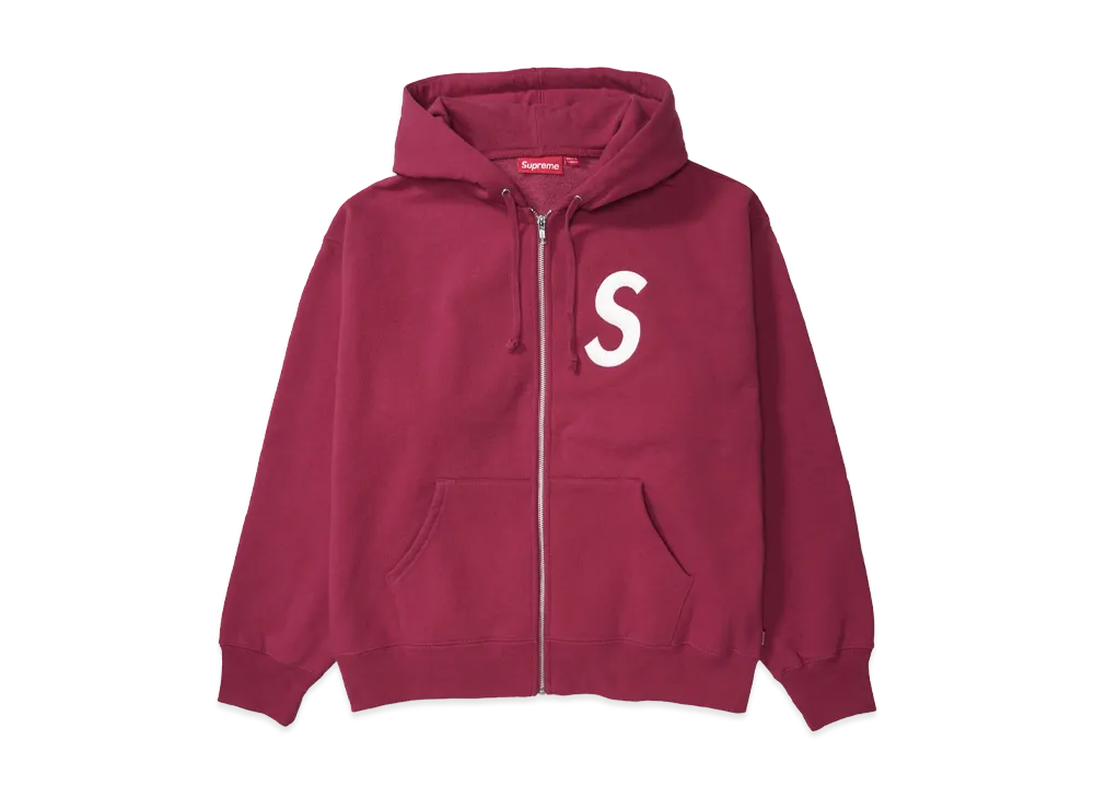 Supreme S Logo Zip Up Hooded Sweatshirt (25FW) "Raspberry"