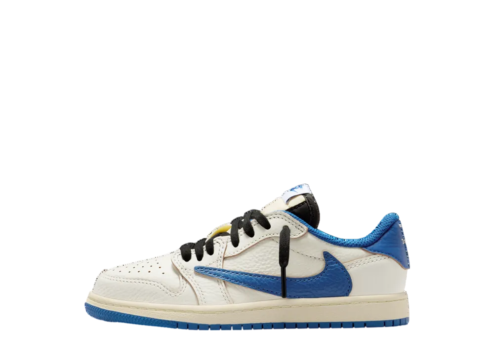 Travis Scott × fragment design × Nike PS Jordan 1 Low OG SP "Sail/Military Blue"