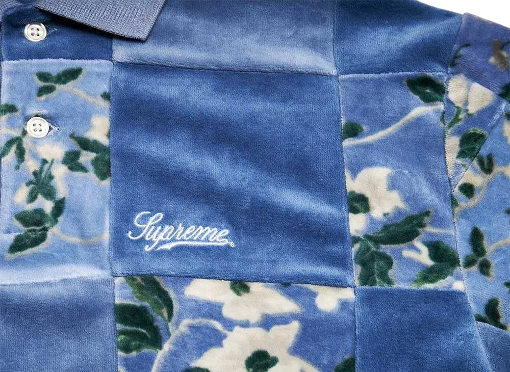 Supreme Floral Patchwork Velour L/S Polo 