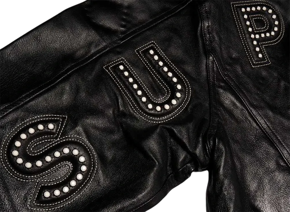 Supreme Studded Arc Logo Leather Jacket 