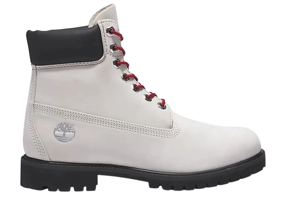 Timberland Premium 6 Inch Waterproof Boot "Grey Nubuck/Red"