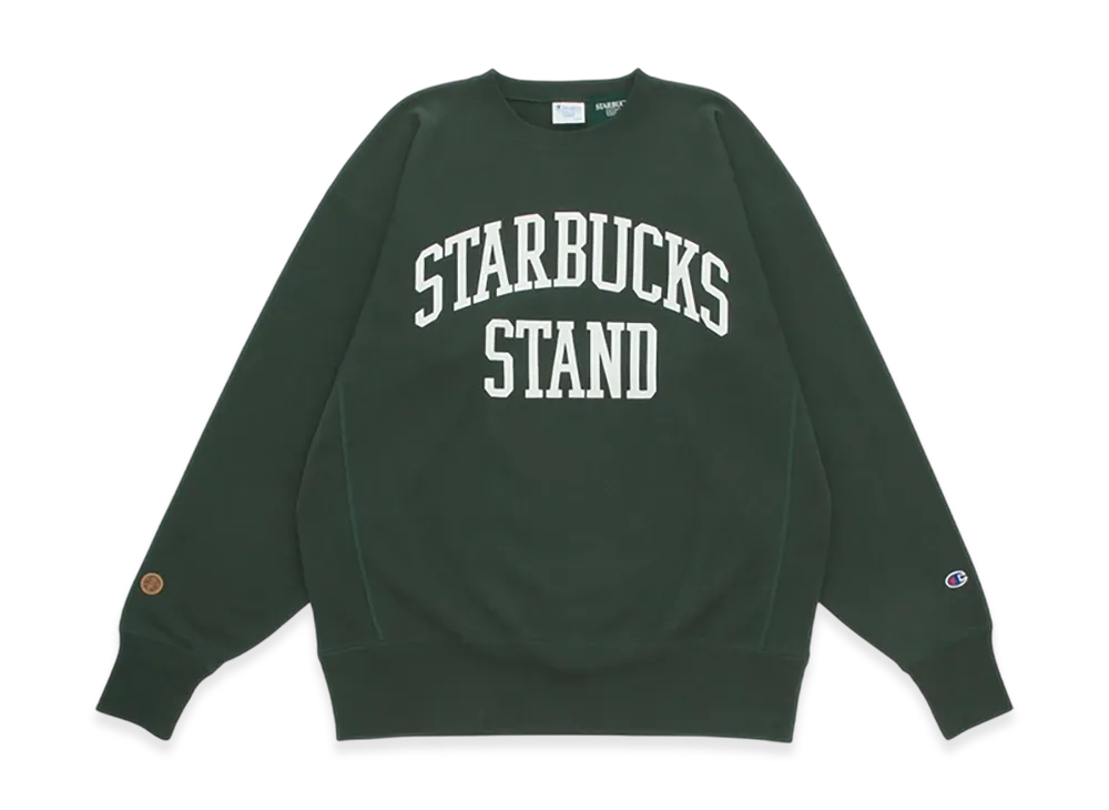 STARBUCKS STAND by BEAMS Champion Reverse Weave Sweatshirt "Green"