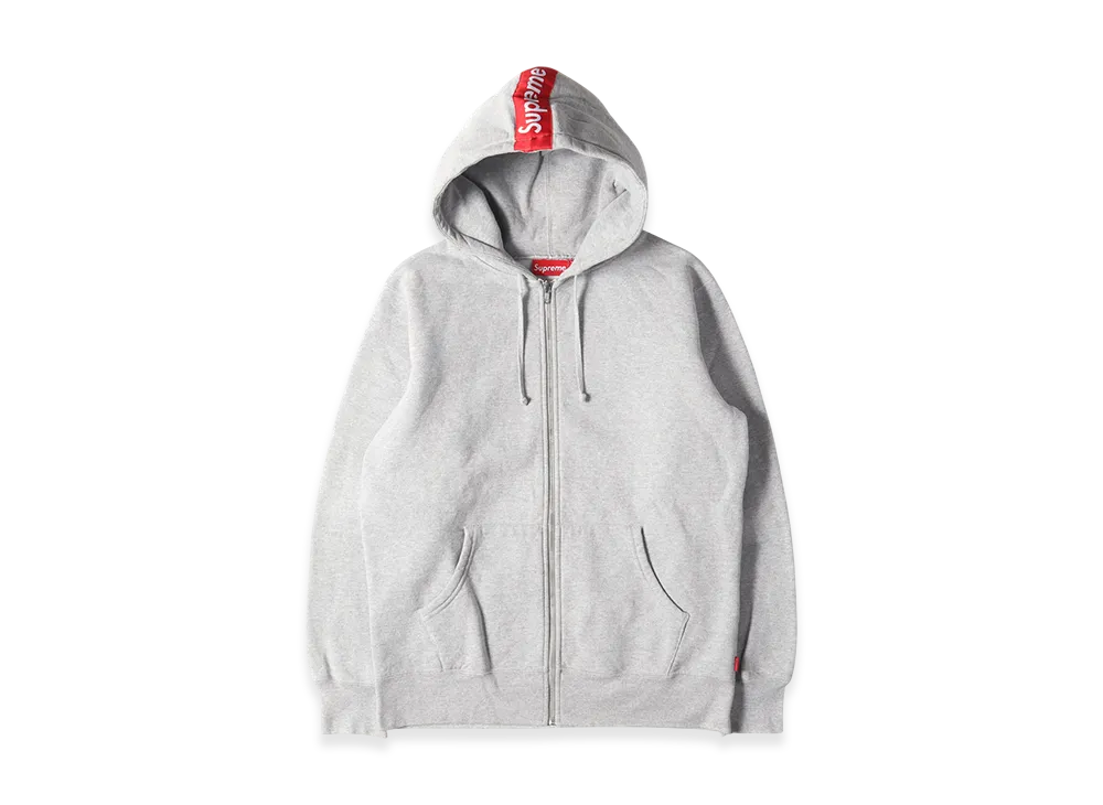 Supreme Logo Tape Zip Up Hooded Sweatshirt "Grey"