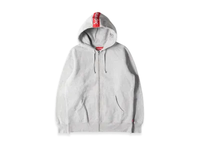 Supreme Logo Tape Zip Up Hooded Sweatshirt "Grey"
