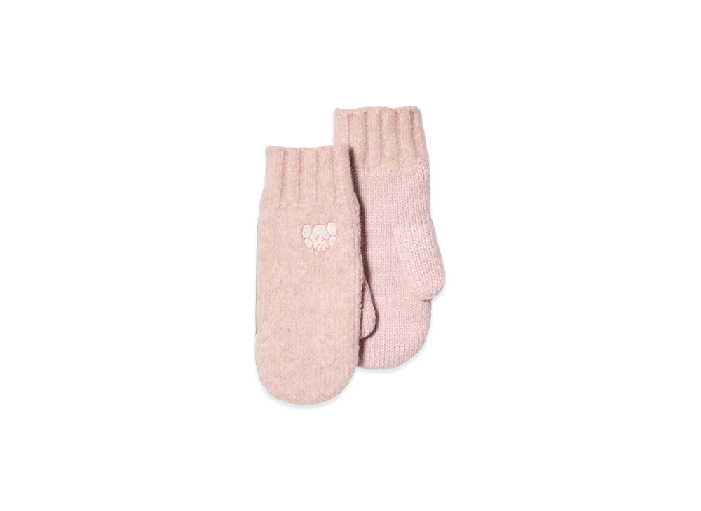 Uniqlo x KAWS Winter Kids Heattech Suffle Yarn Knit Mittens "Pink"