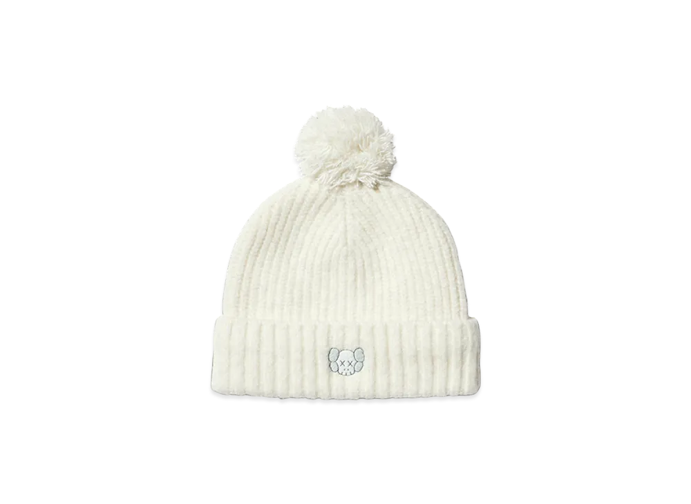 Uniqlo x KAWS Winter Kids Heattech Suffle Yarn Knit Cap "Off White"
