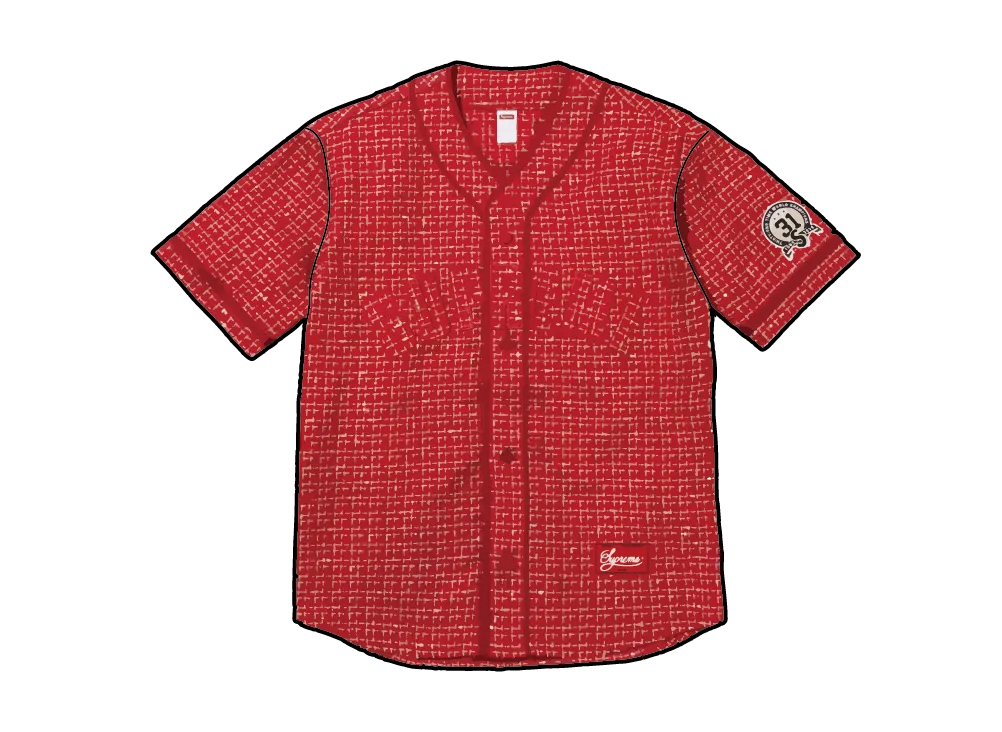 Supreme Boucle Baseball Jersey "Red"