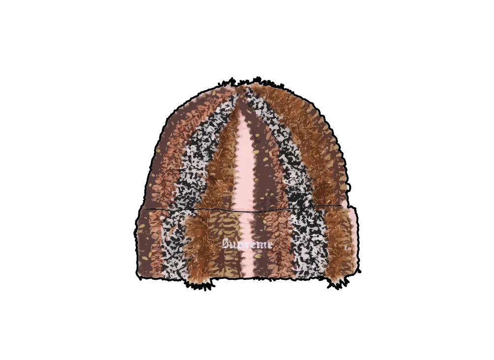 ☆Supreme Tinsel Stripe Beanie Multicolor Supreme Striped Hats for