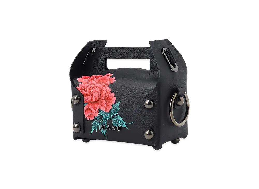 WILDSIDE YOHJI YAMAMOTO x M A S U Peony Leather Cake Bag "Black"
