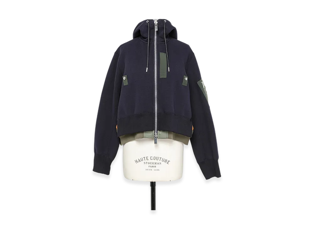 sacai Sponge Sweat x Nylon Twill Hoodie "Navy/Khaki"